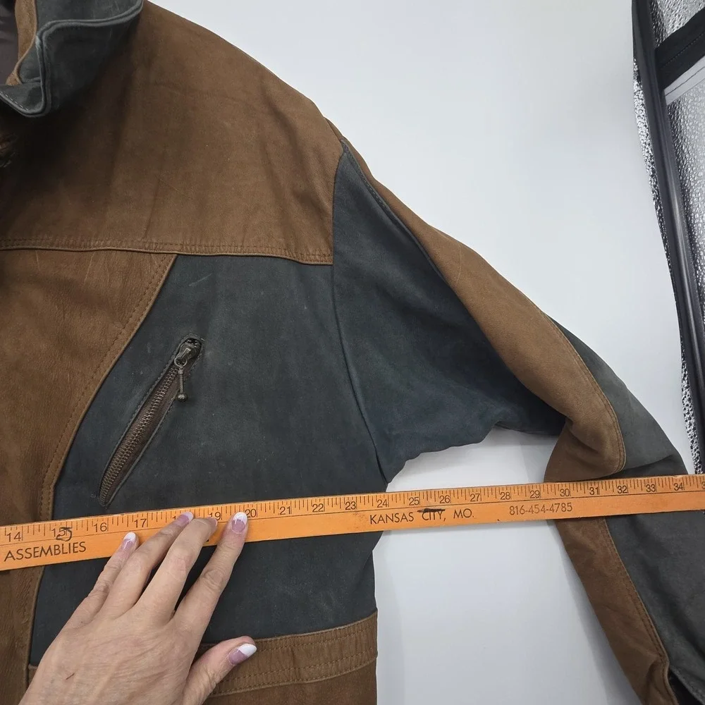 Vintage 90s Suede Leather Jacket Mens XL XXL Distressed Grunge Two Tone Mexico